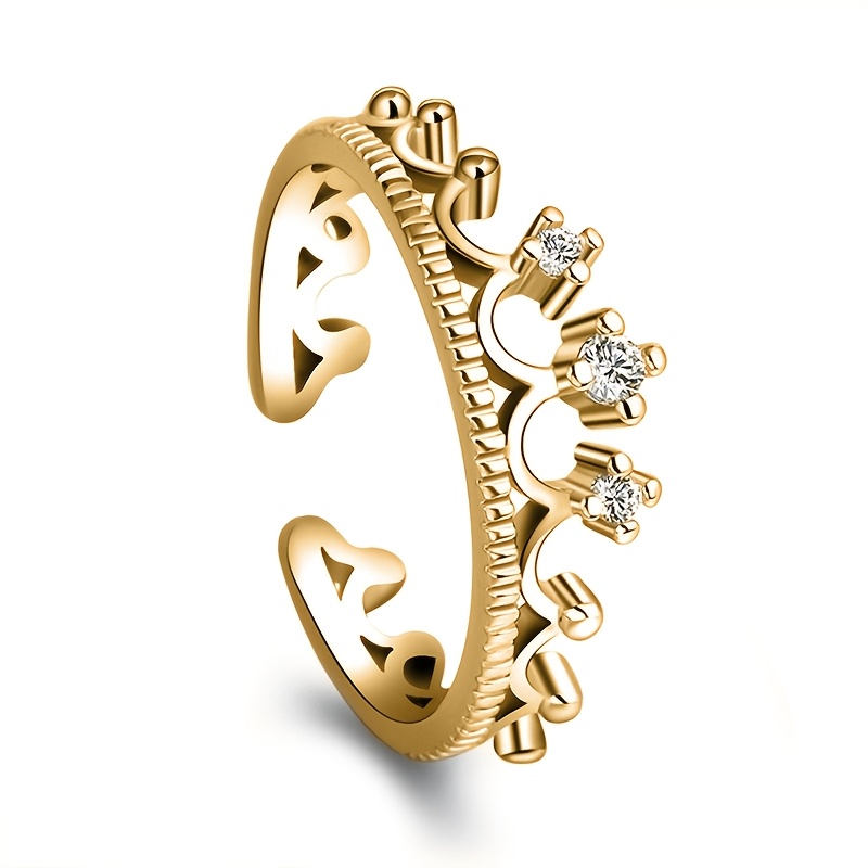Women's Elegant Crown Shaped Adjustable Ring with Sparkling Zircon
